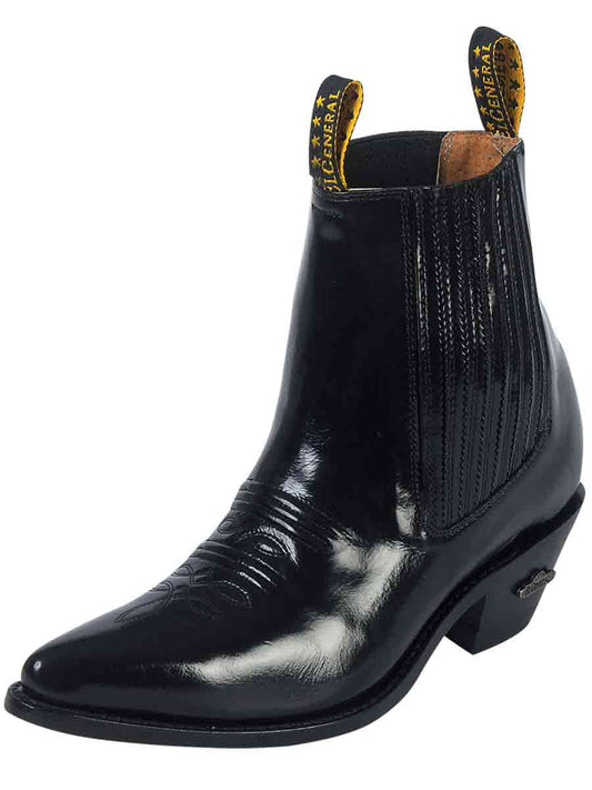 Ankle Cowboy Boot by El General - Black Chameleon 181