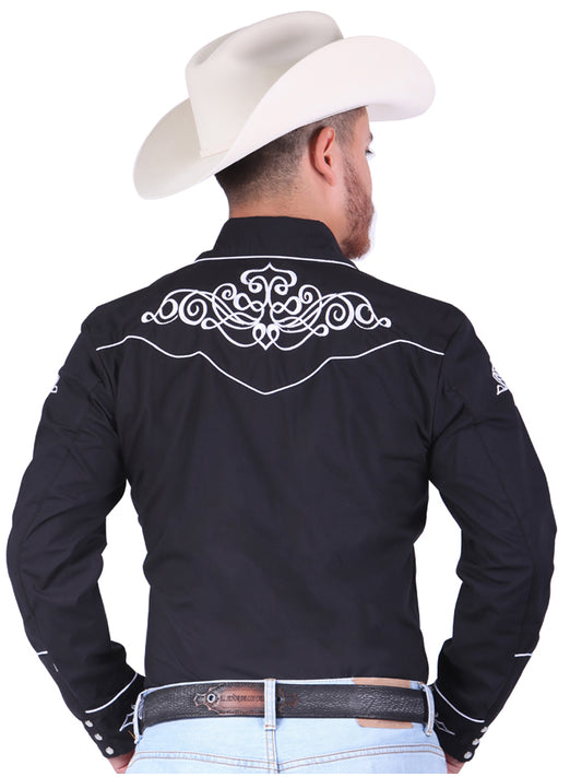 Camisa Western Bordada El General Negra/Blanca 40983