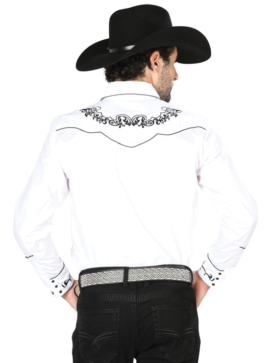 Camisa Western Bordada El General Blanca/Negra 40988