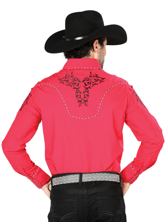 Camisa Western El General Bordada Roja/Negra 40992