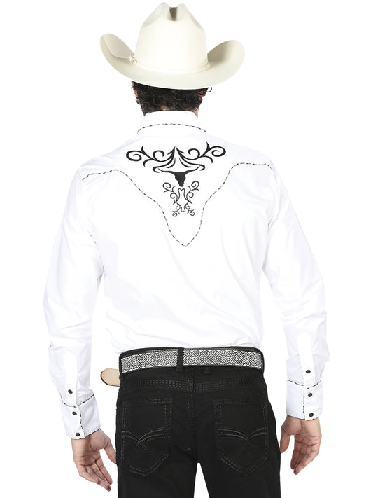 Camisa Western Borda El General Blanco/Negro 41004