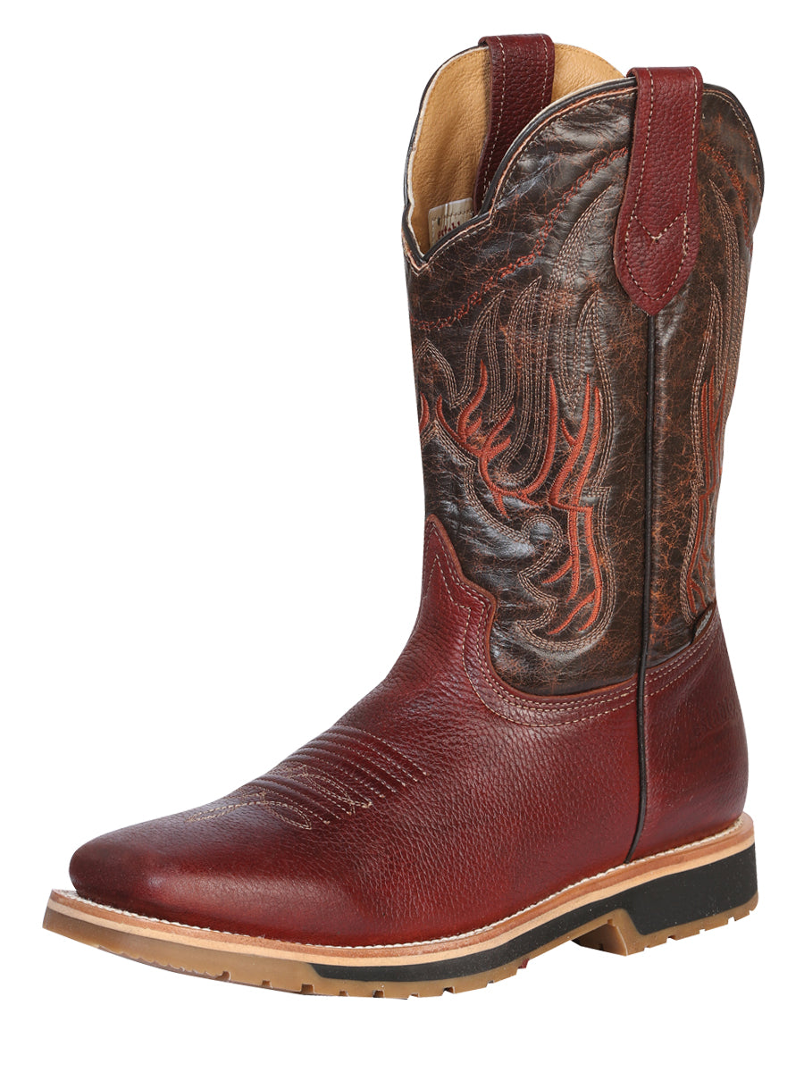 Establo Men’s Rodeo Boot - Bovine Grizzly Leather in Shedron 41541
