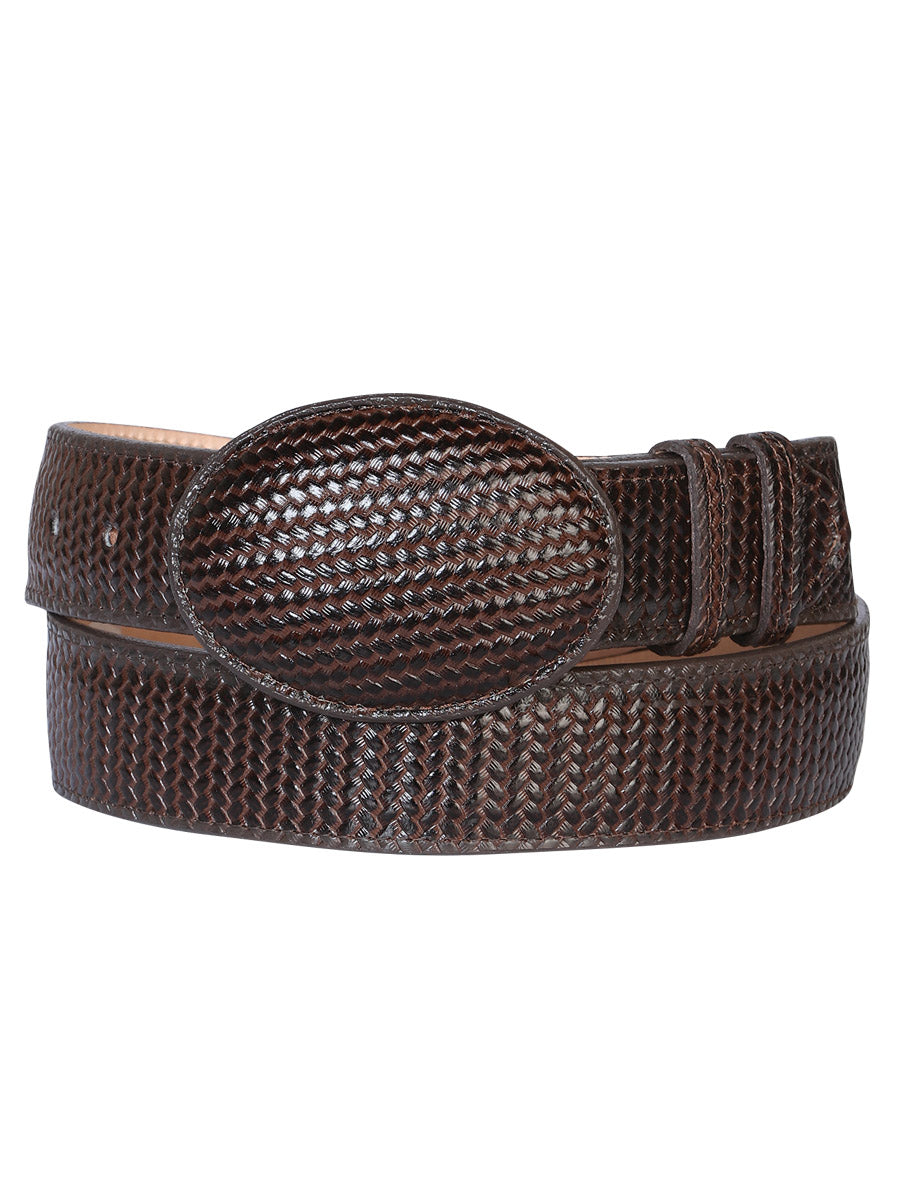 El General Men’s Western Belt Cigar Embossed Woven Leather 41898
