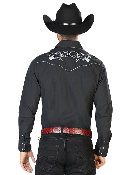 Camisa vaquera El General bordado negro/blanco 42940