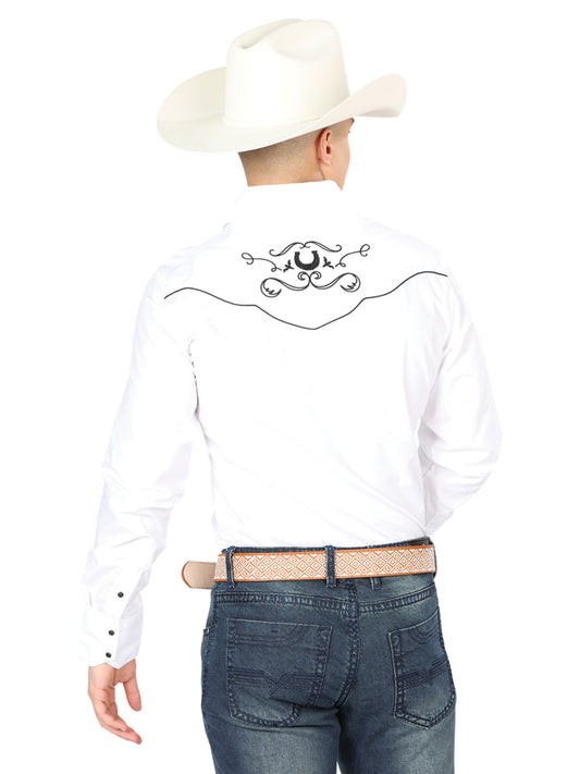 Camisa Occidental El General Bordada Blanco/Negro 42946