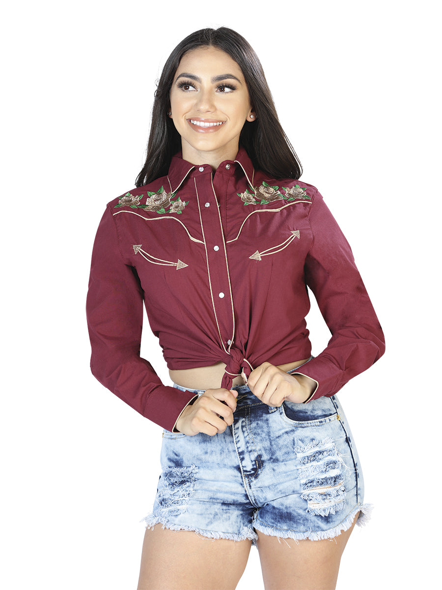 Womens Wine Long Sleeve Western Shirt 42965