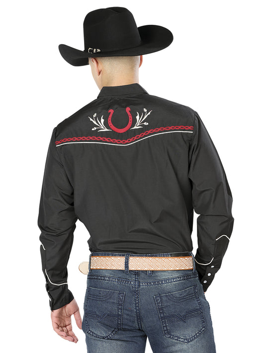 Camisa vaquera bordada El General - Negro/Rojo 43293