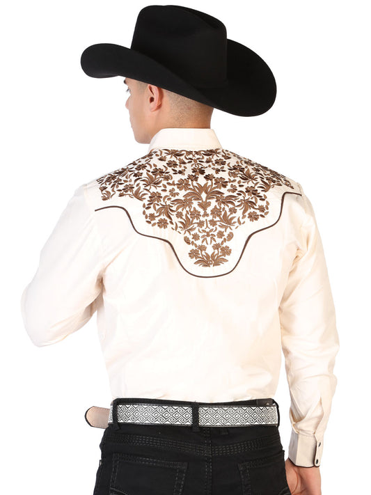 Camisa bordada El Señor de los Cielos beige/dorado 43299