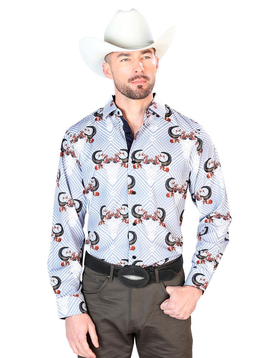 Gray And Black Casual Long Sleeve Shirt 43693