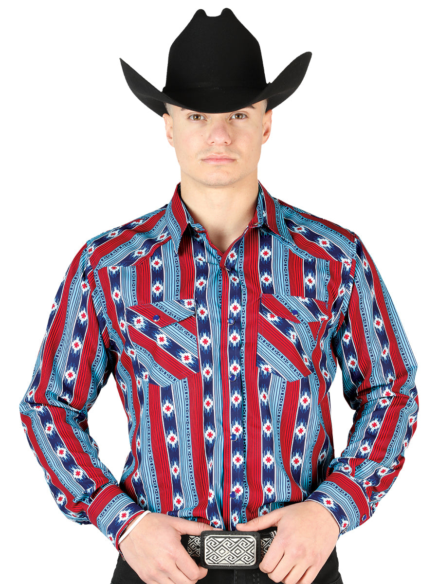 Blue Long Sleeve Cowboy Shirt 44212