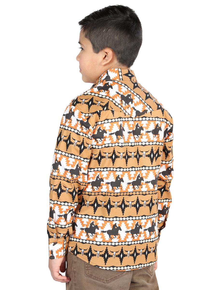 Casual Long-Sleeve Shirt by El General Yellow 44493