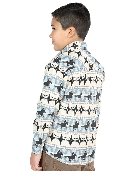 Camisa casual de manga larga El General Azul 44494