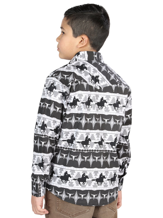 Camisa Casual de Manga Larga de El General Negra 44495
