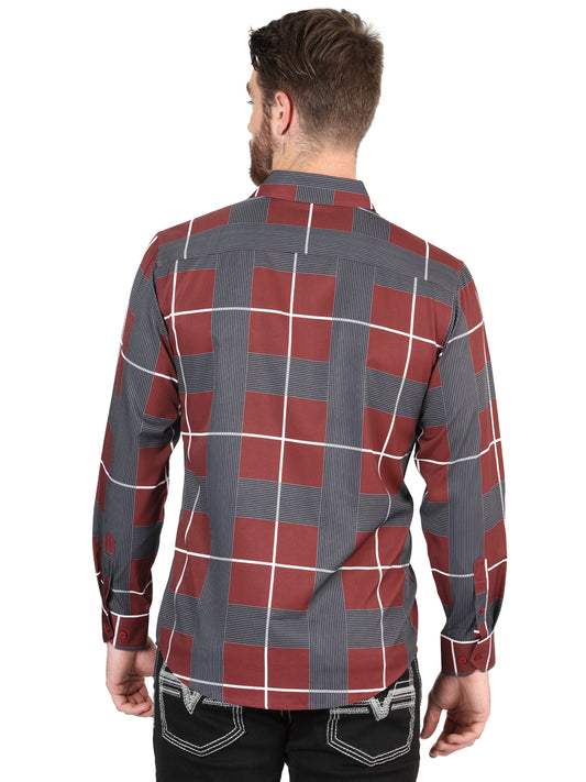 Camisa Casual de Manga Larga General Burgundy 44603