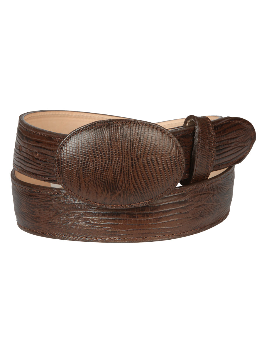 El General Men’s Cowboy Belt Imitation Lizard Leather - Brown 44678