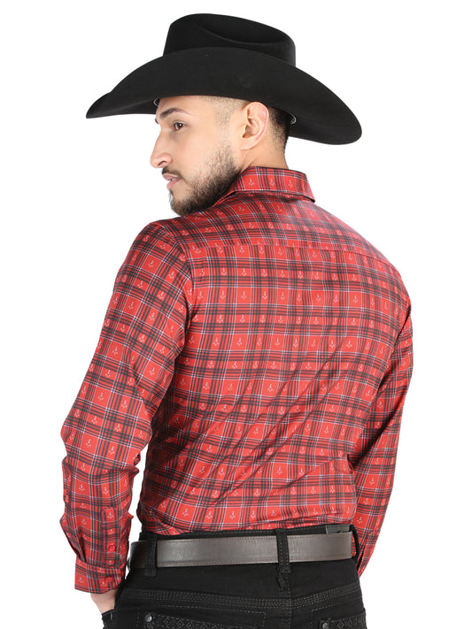 El General - Camisa informal de manga larga - Rojo/Negro 44705