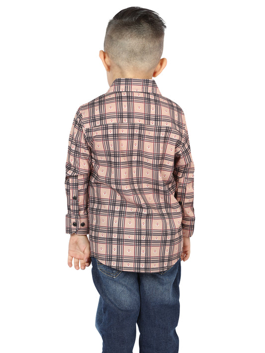 Camisa informal de manga larga El General Beige/Negra 44731