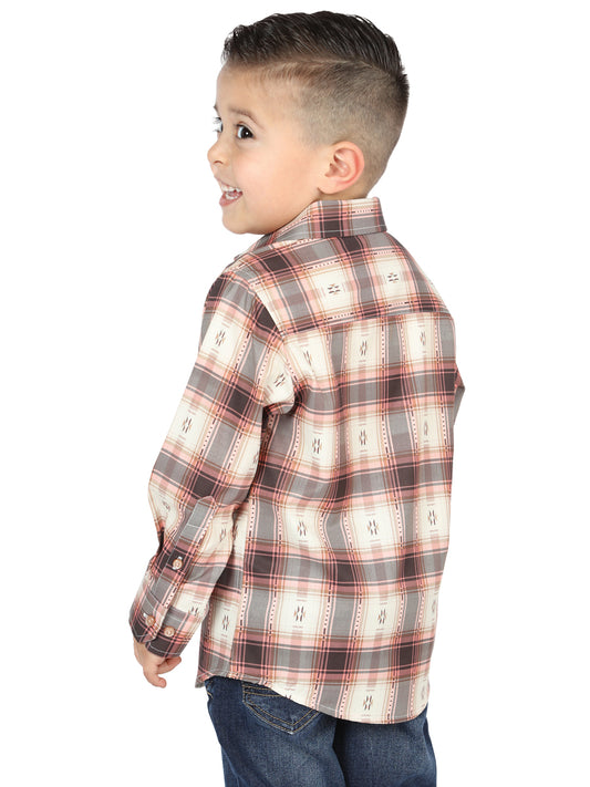 Camisa El General Casual de Manga Larga Naranja/Beige 44733