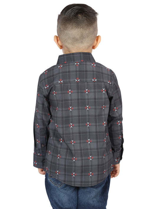 Camisa Informal de Manga Larga General Gris/Marrón 44742
