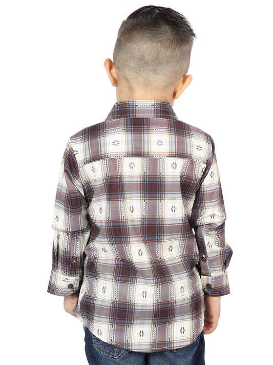 Camisa informal de manga larga El General Beige/Borgoña 44747