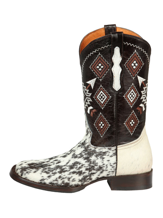 Bota de rodeo para hombre El General - Piel de vacuno Crazy blanca y marrón 44862