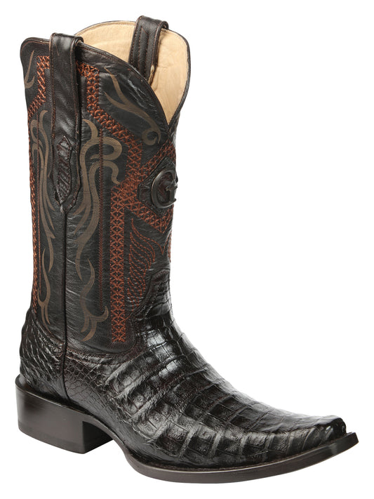 Botas Vaqueras de Vientre de Caimán Exótico El General para Hombre - Café 45079