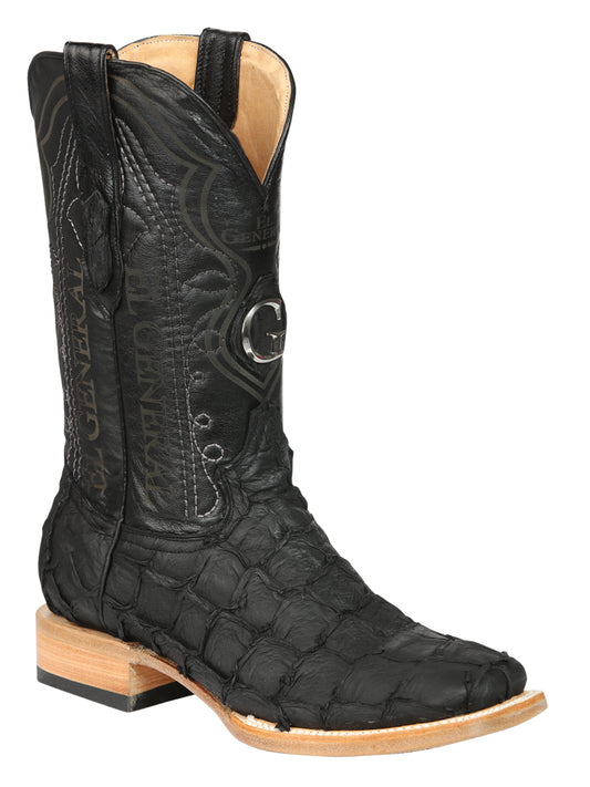 El General Botas Vaqueras de Rodio con Piel Exótica de Monstruo para Hombre - Negro 45083