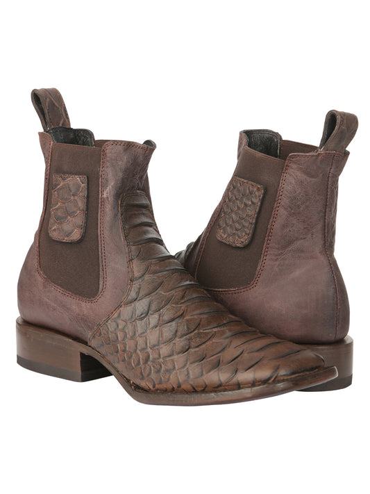 Botines El General de imitación de piel de pitón para hombre, color marrón, 45092