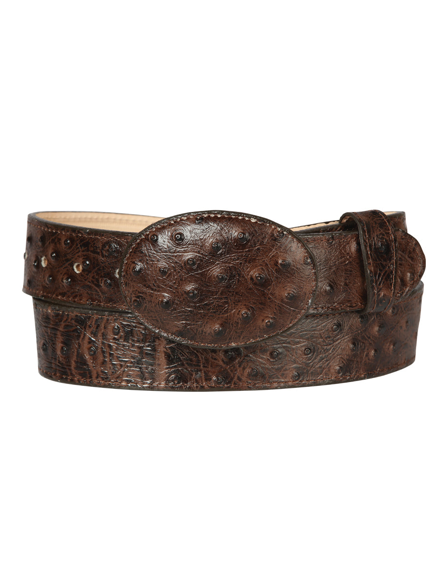 Men’s El General Cowboy Belt Imitation Ostrich Leather - Brown 45261