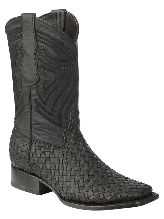 Botas de rodeo de cuero Petatillo para hombre El General - Negras 45400