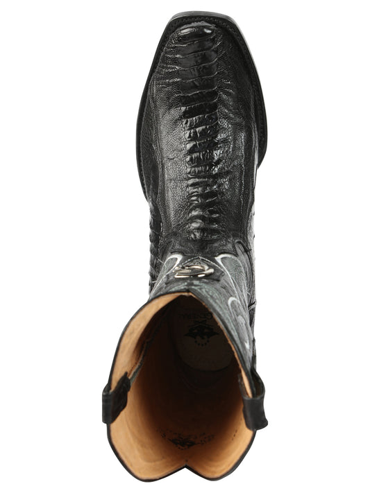 Botas vaqueras de pata de avestruz exótica El General para hombre - Negras 45510