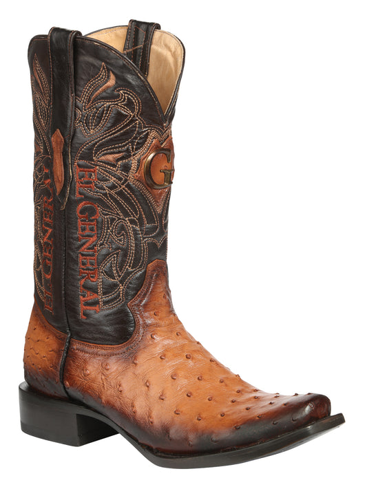 Botas Vaqueras de Hombre de Piel de Avestruz Exótica El General - Cognac 45517