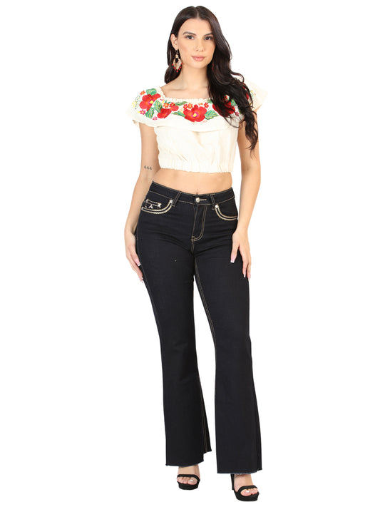 Jeans Centenario para mujer, corte bota, azul medio, 45544