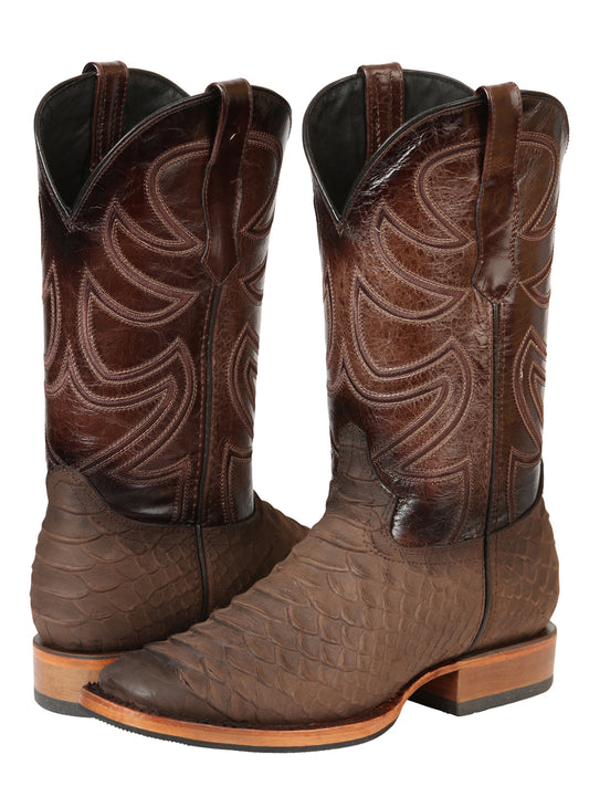 El General Botas de Rodeo para Hombre, Imitación Pitón - Marrón 45562