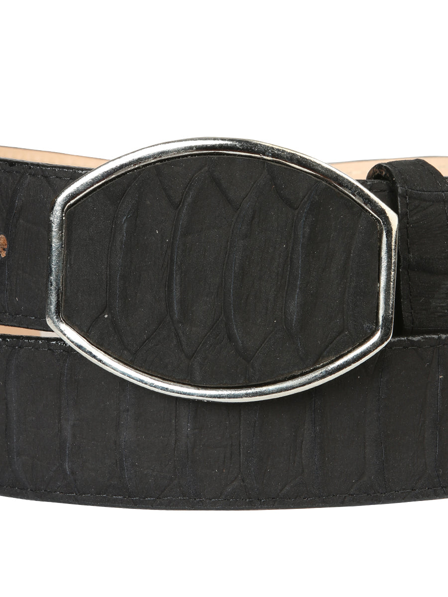 Men’s Western Belt El General Imitation Python - Black 45569