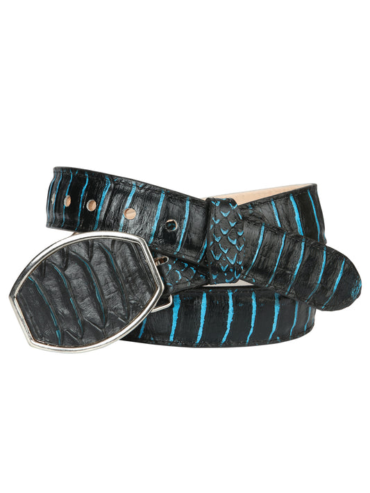Cinto Western para Hombre El General Imitación Pitón - Negro/Azul 45572