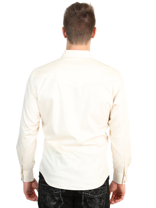 Camisa Western de Manga Larga para Hombre El General - Elástica Beige 45617