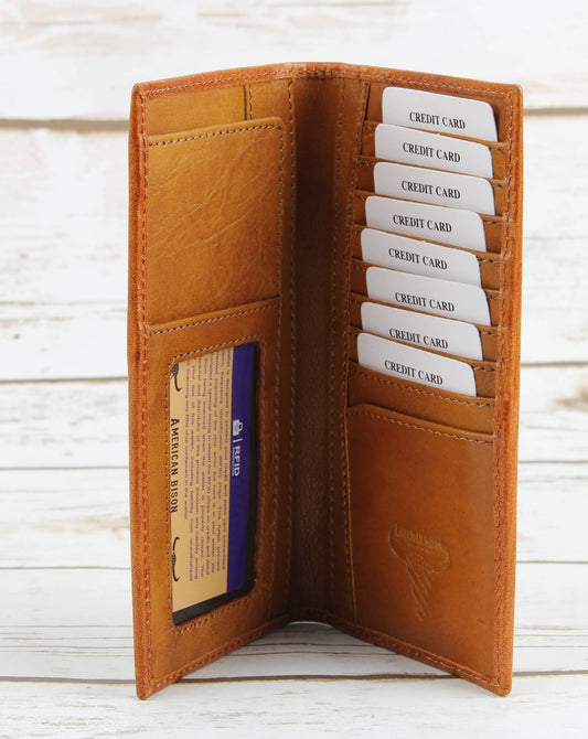 Billetera de Rodeo para Hombre de Cuero Repujado en Color Tan
