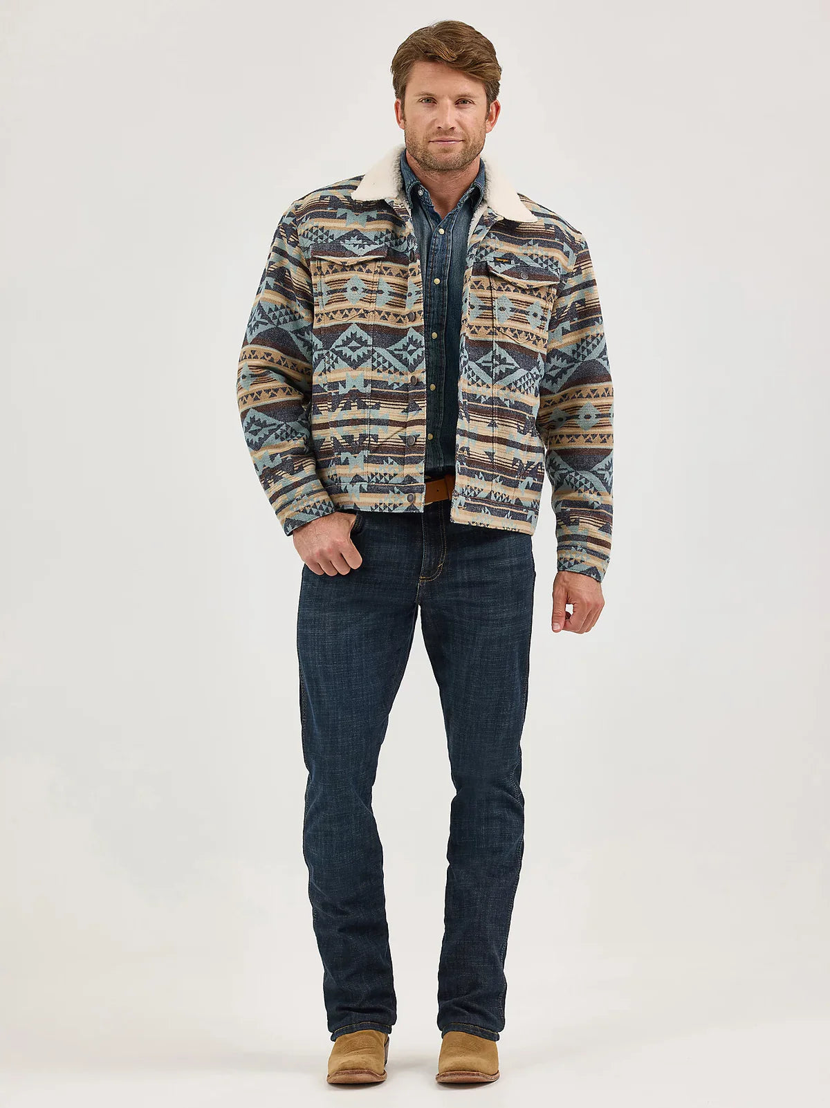 Wrangler Sherpa-Lined Jacquard Jacket - Dark Sapphire