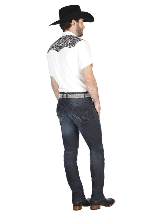 Pantalones de mezclilla ajustados El Norteño en azul oscuro 126634