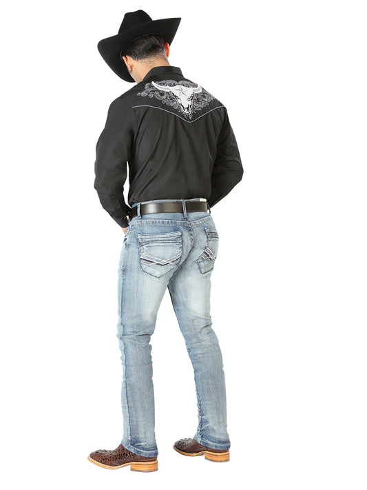 El Señor de los Cielos - Camisa bordada negra/blanca 126676