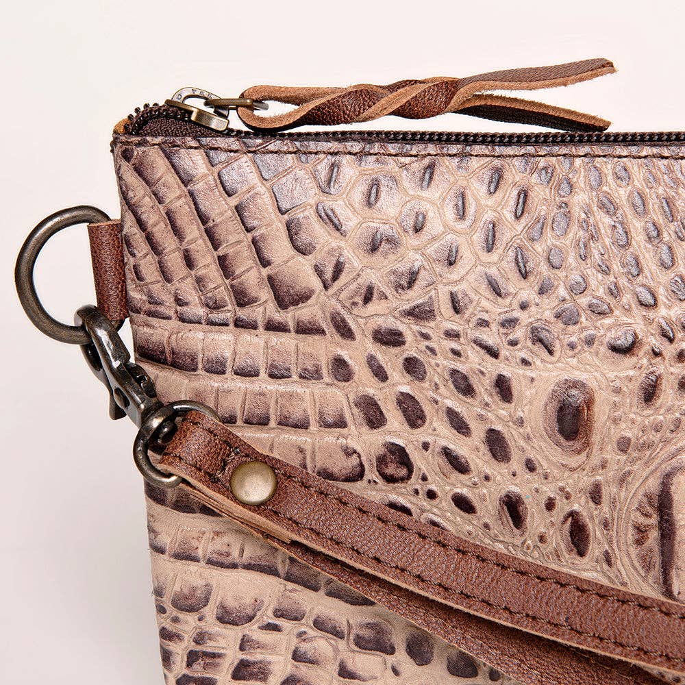 ADBG768 Croc-Embossed Genuine Leather Western Wristlet American Darling