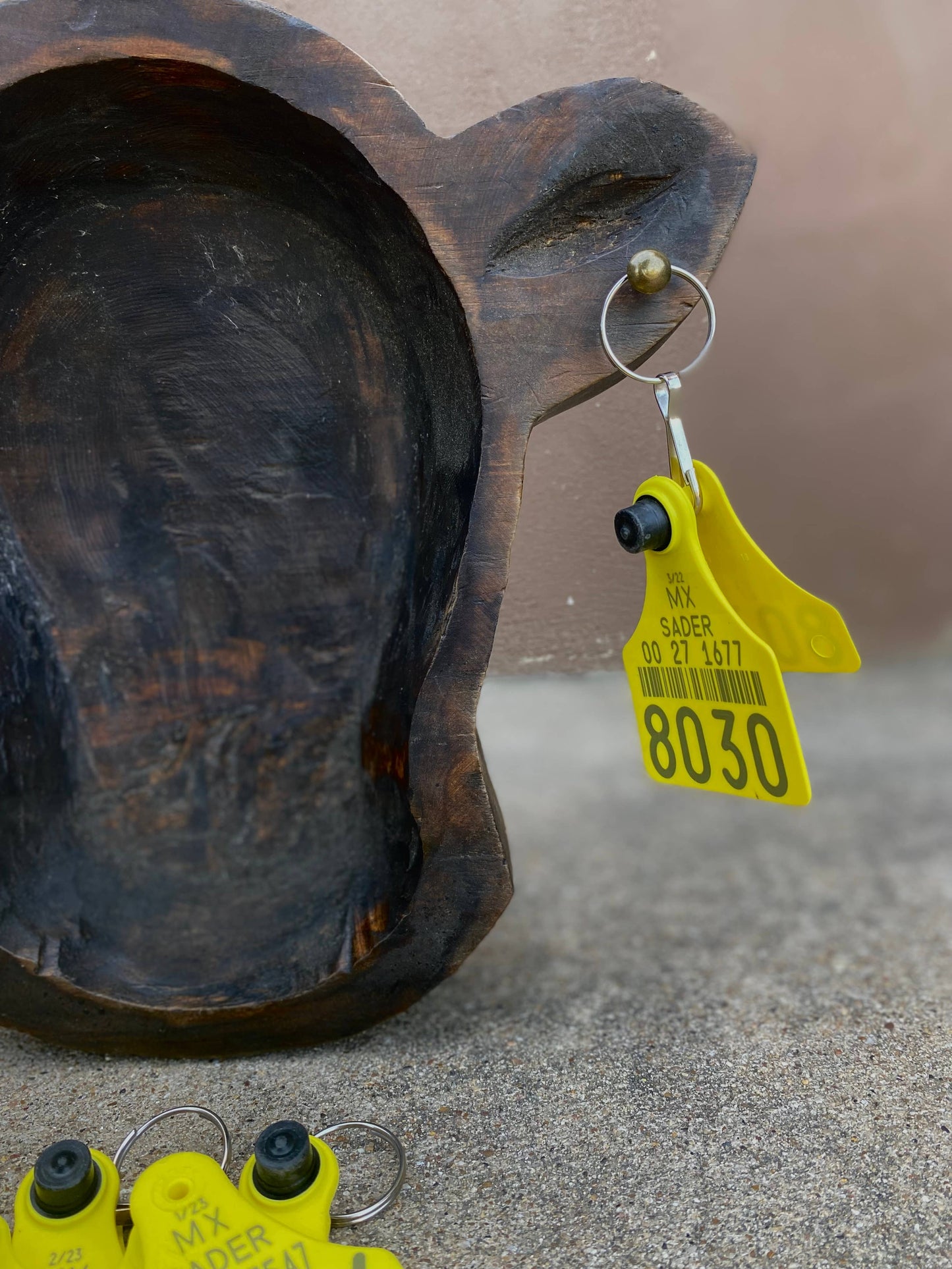 Cattle Ear Cow Tags Keychain - Yellow