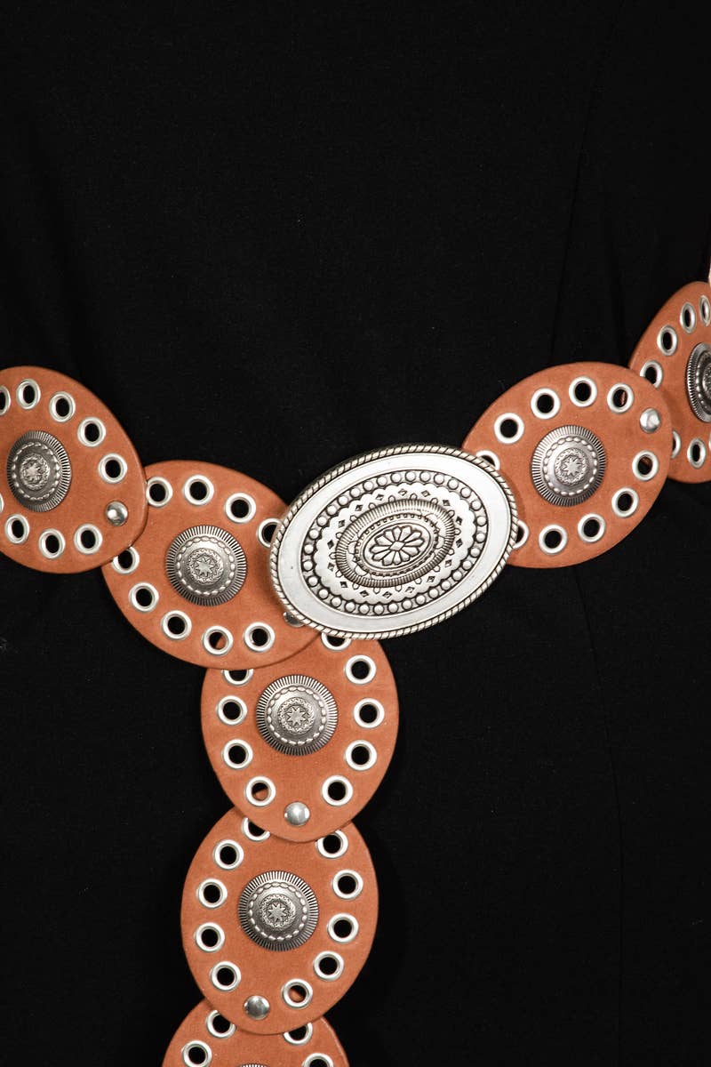 Large Ornate Western Oval Disc Belt