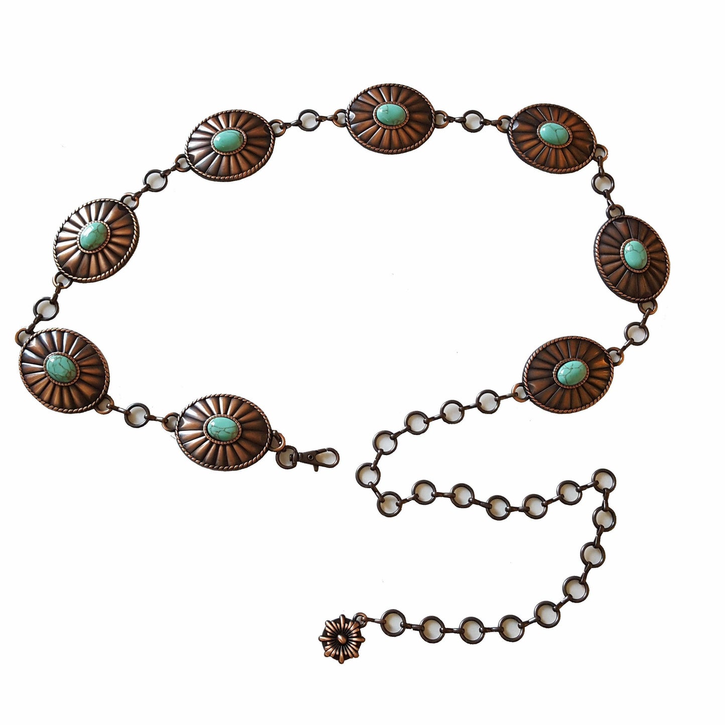 Western Oval Concho Chain belt with stones