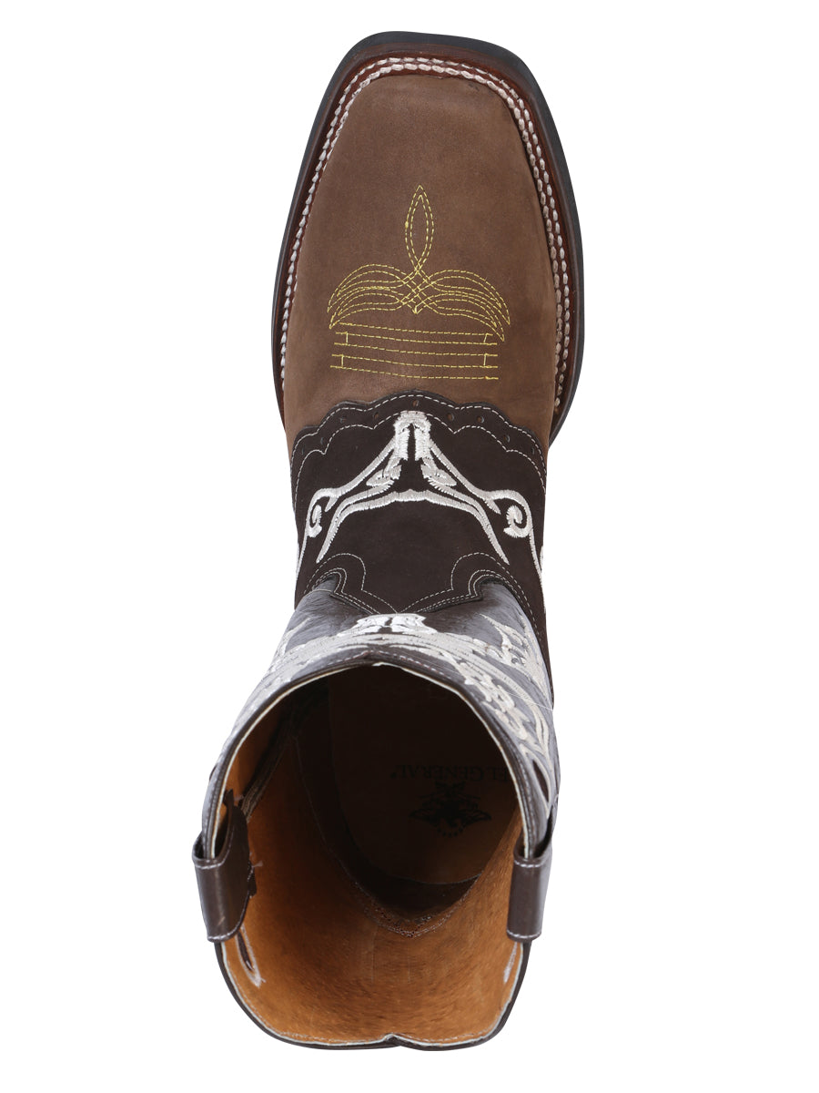 El General Rodeo Boot - Crazy  Brown/Dark Brown with Embroidery  34311