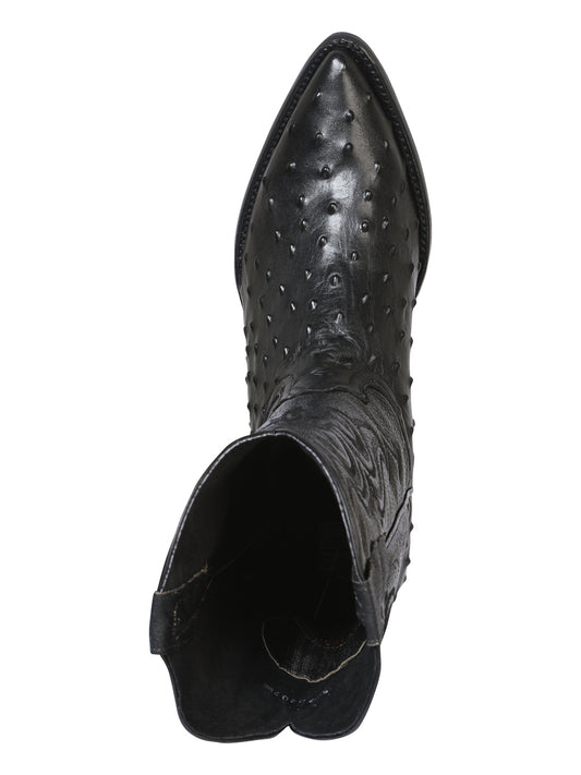 Botas Vaqueras El Señor de los Cielos para Hombre - Piel de Avestruz de Imitación - Negro 40836