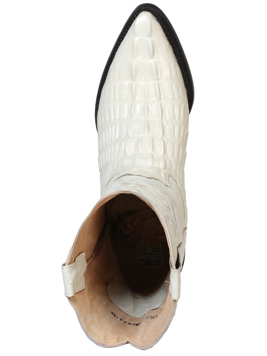 Bota vaquera para hombre El Señor de los Cielos - Piel con estampado de cola de caimán - Hueso 40845