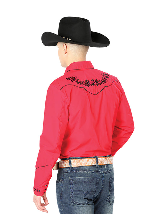 Camisa vaquera El General bordada roja/negra 40989