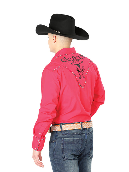 Camisa Occidental El General Bordada Rojo/Negro 42889